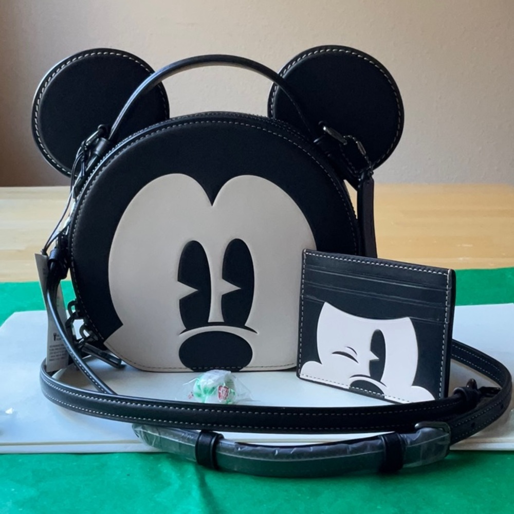 🐭 DISNEY X COACH MICKEY MOUSE EAR BAG & CARD CASE 🐭 NWT 🐭 - Picture 8 of 16